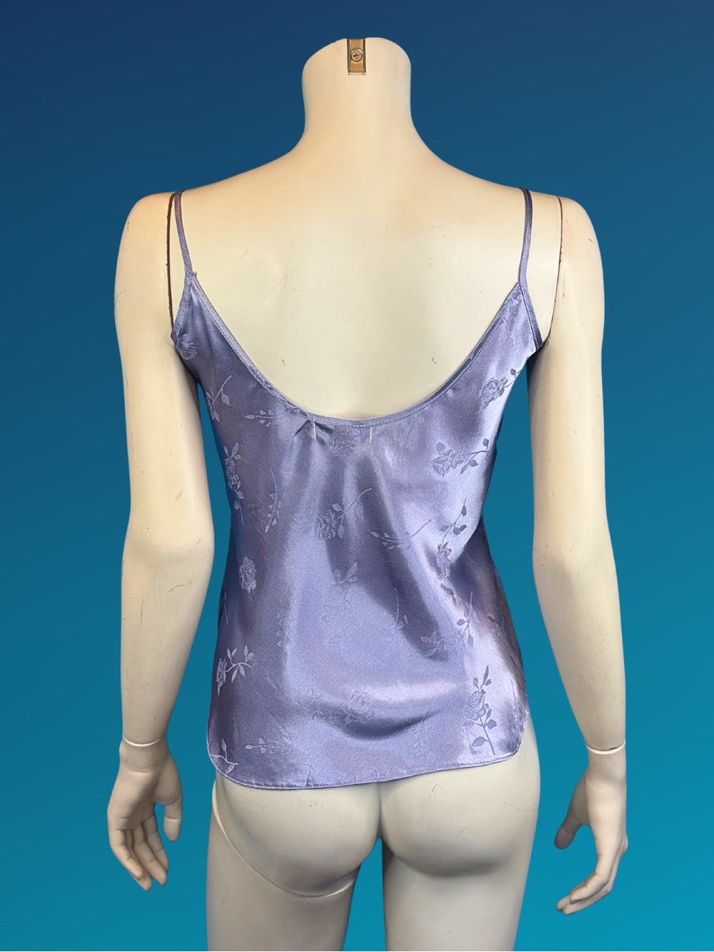 90s Lavender Satin Cami Floral Jacquard Slip Top | XS S - Picture 10 of 10